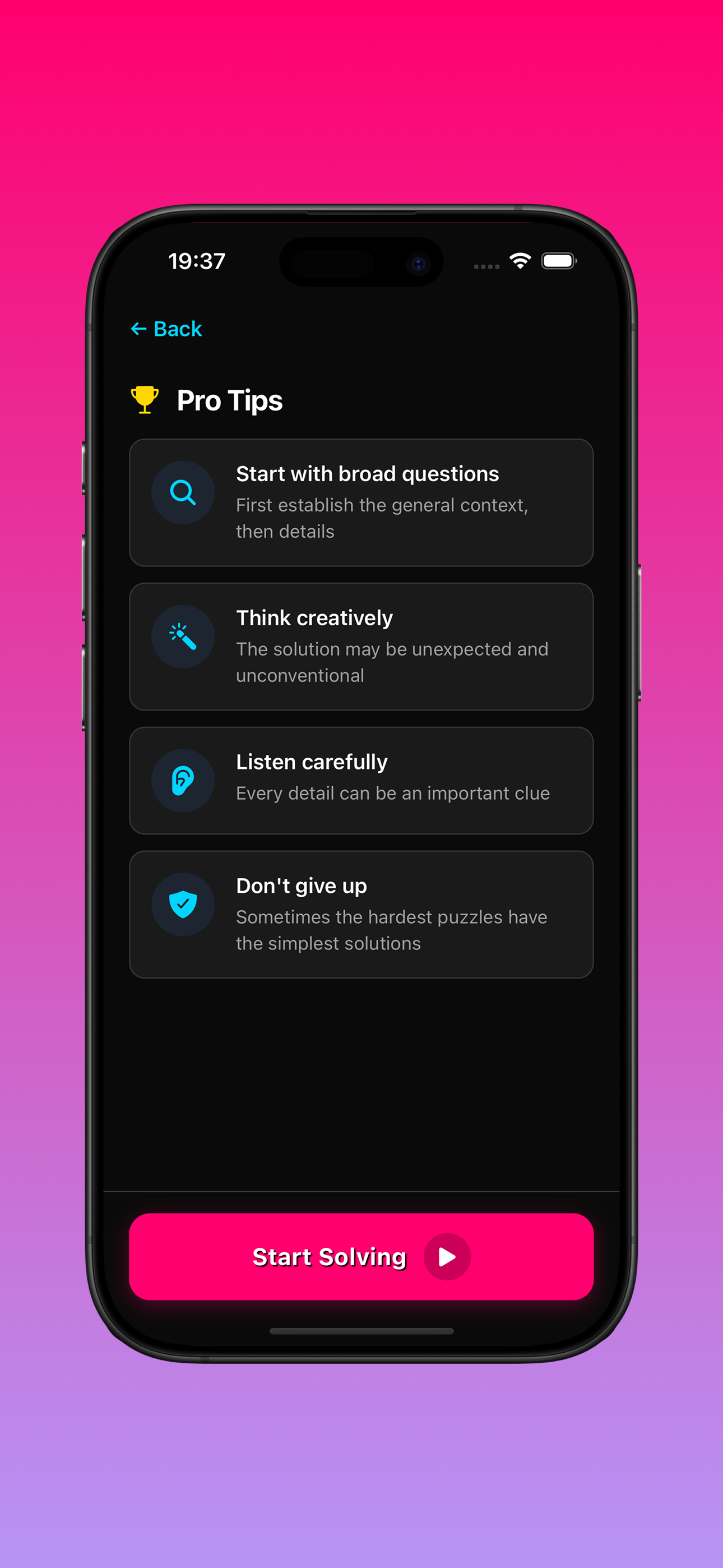 Pro tips for solving mysteries